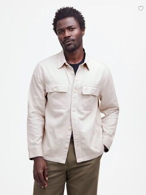 Madewell Garment-Dyed Straight-Hem Work Shirt •size large •NR742 • Vintage Linen